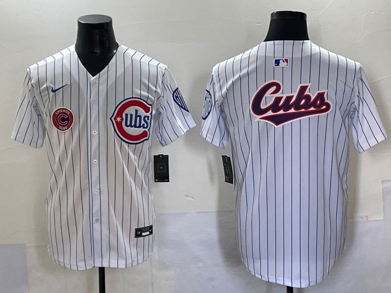 Men 2025 Chicago Cubs Blank White Stripe Fashion Nike MLB Jersey style 7038